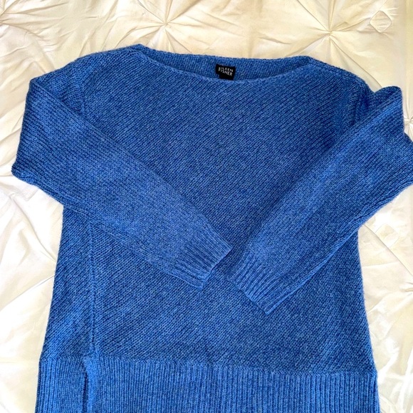 Eileen Fisher Women's Blue Boatneck Wool Blend Sweater Sz XS - Picture 3 of 8